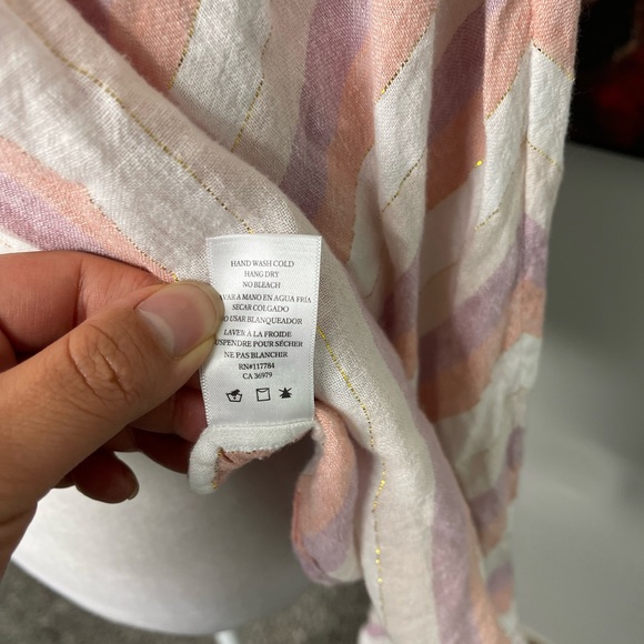Rails Womens Linen Top Dusk Stripe Alyssa Button Down Pastel Top Metallic Size M - Picture 8 of 10